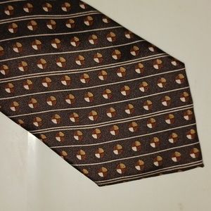 Orient handmade silk tie -  black with brown/cream dots